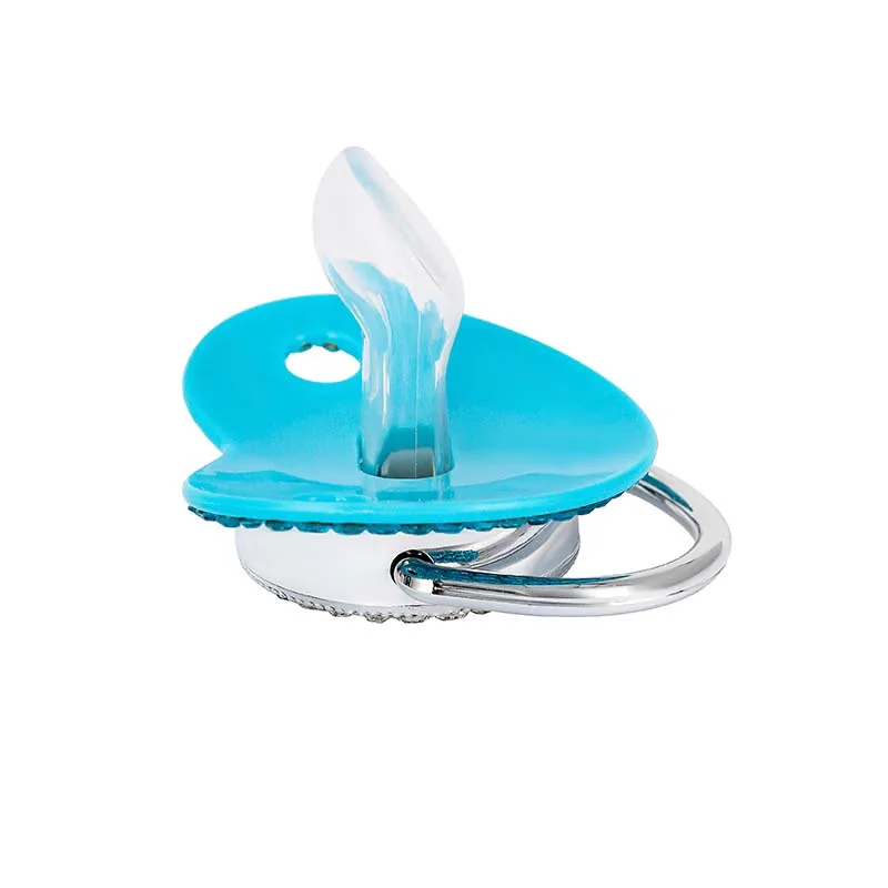 Clip con circonitas azules y tetina de silicona