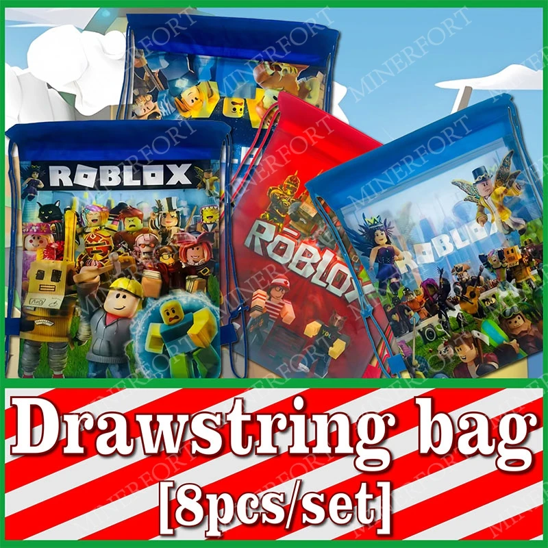 Roblox bolsa de regalo infantil con cordón y bolsillos portátiles