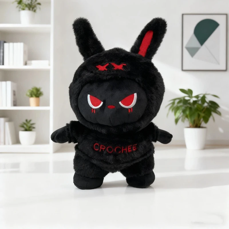 Peluche de conejito gótico oscuro para niños, regalo de Pascua - imagen 4