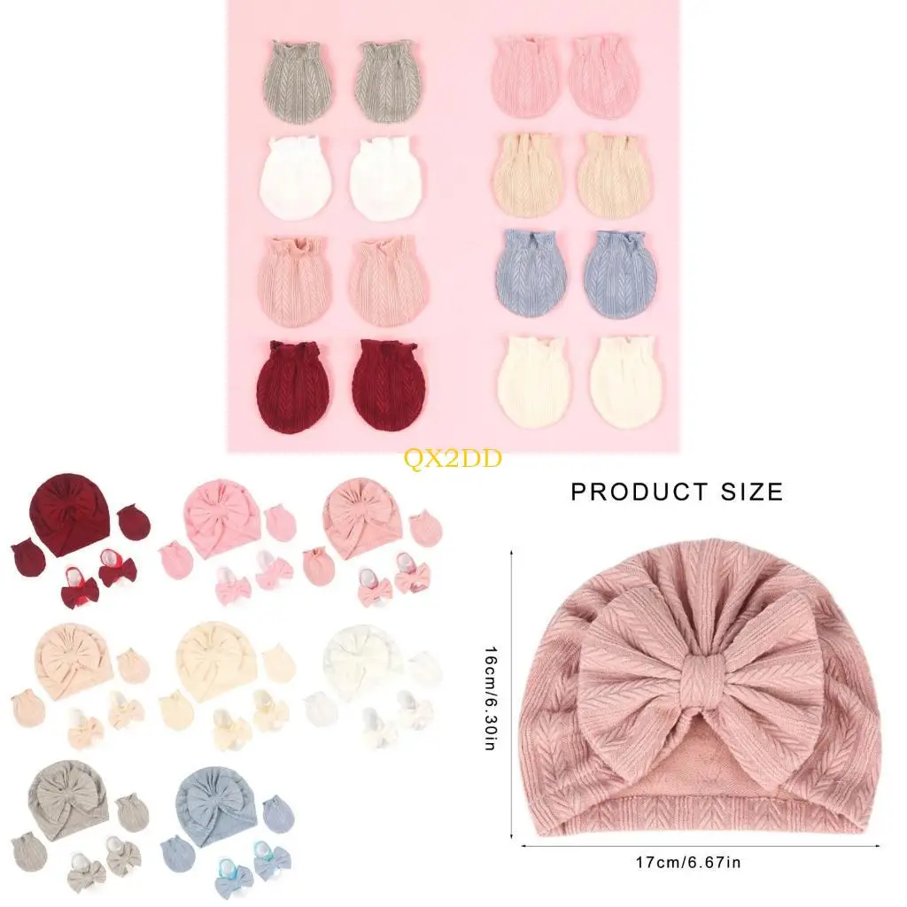 QX2D turbante bebé con manoplas y lazo para hospital, guardería