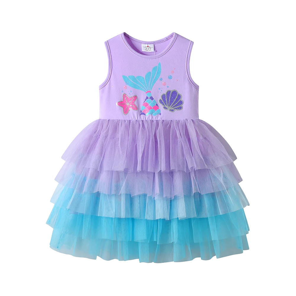 DXTON vestido sirena de princesa para niñas, malla sin mangas - imagen 2