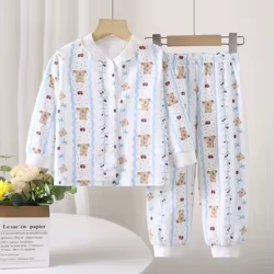 Conjunto de Pijama de Algodón para Niños y Bebés – Manga Larga