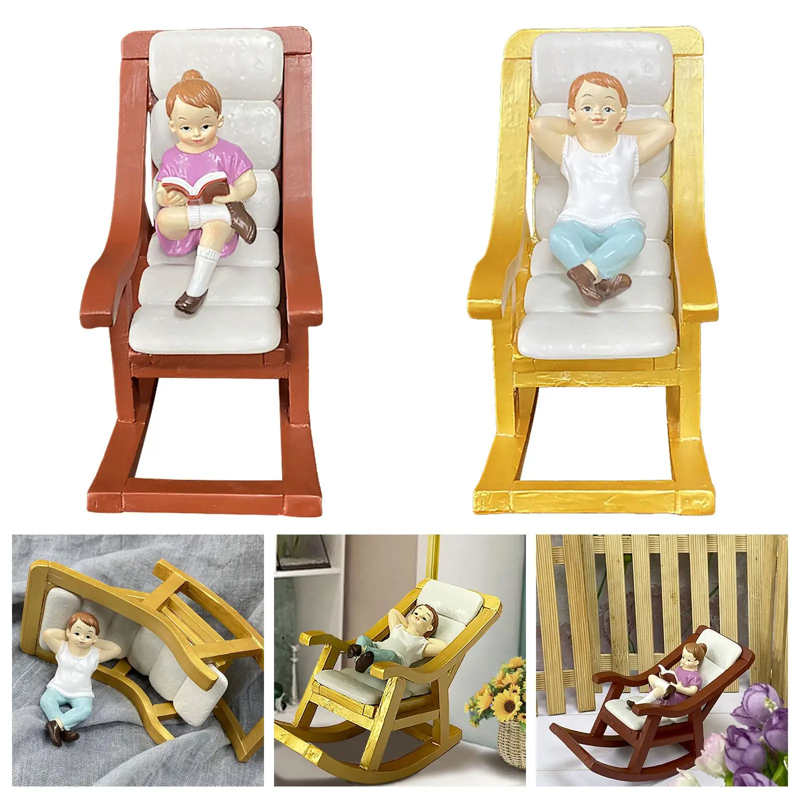 Silla mecedora para casa de muñecas – Accesorio decorativo - imagen 2