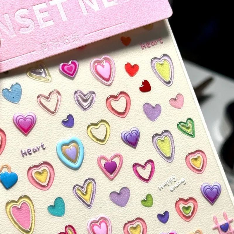 Pegatinas 3D de corazón rosa y colores para niñas, gelatina - imagen 4