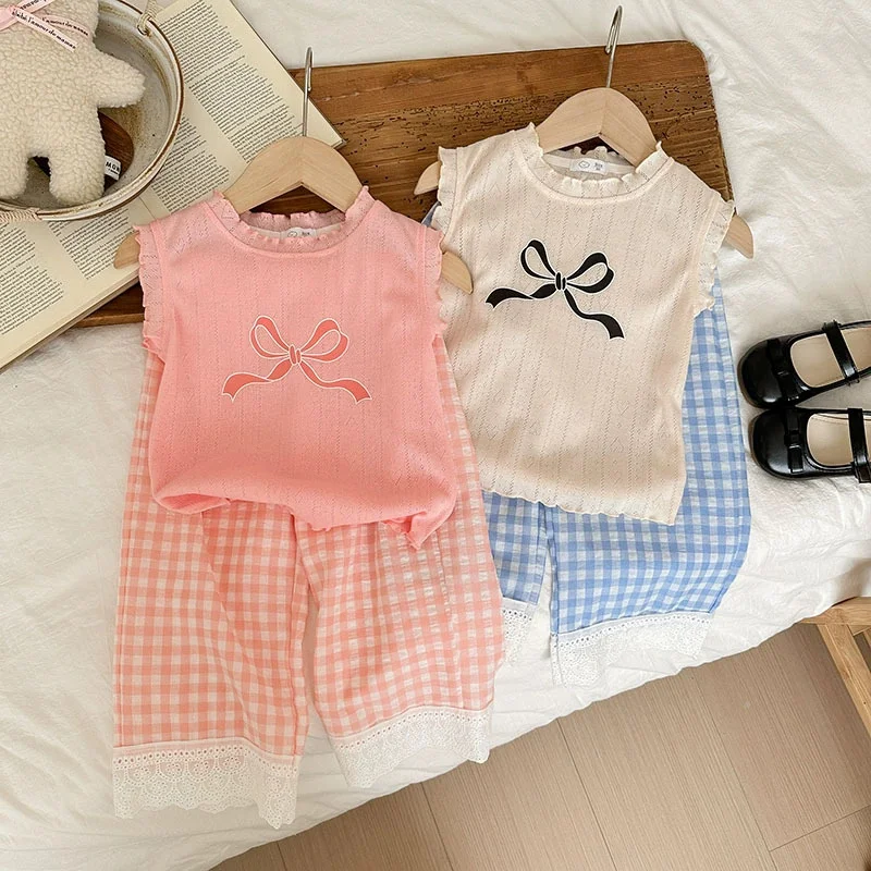 Conjunto de verano para niña con top sin mangas y lazo - imagen 5