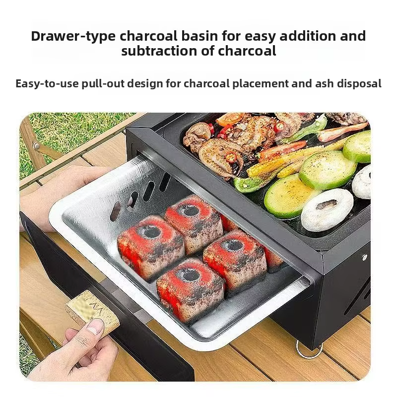 Barbacoa portátil plegable de carbón para exterior y camping - imagen 3