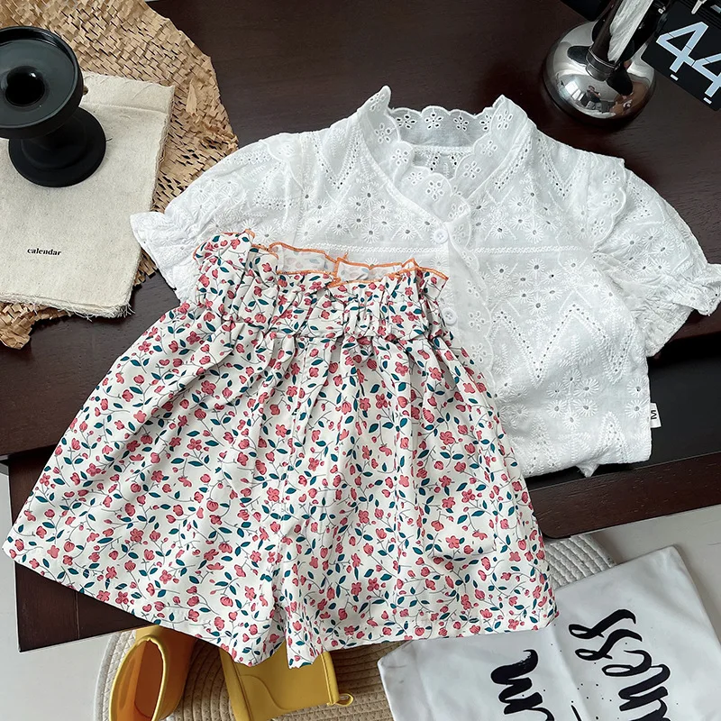 Conjunto de chaleco para niña con pantalón corto encaje - imagen 4
