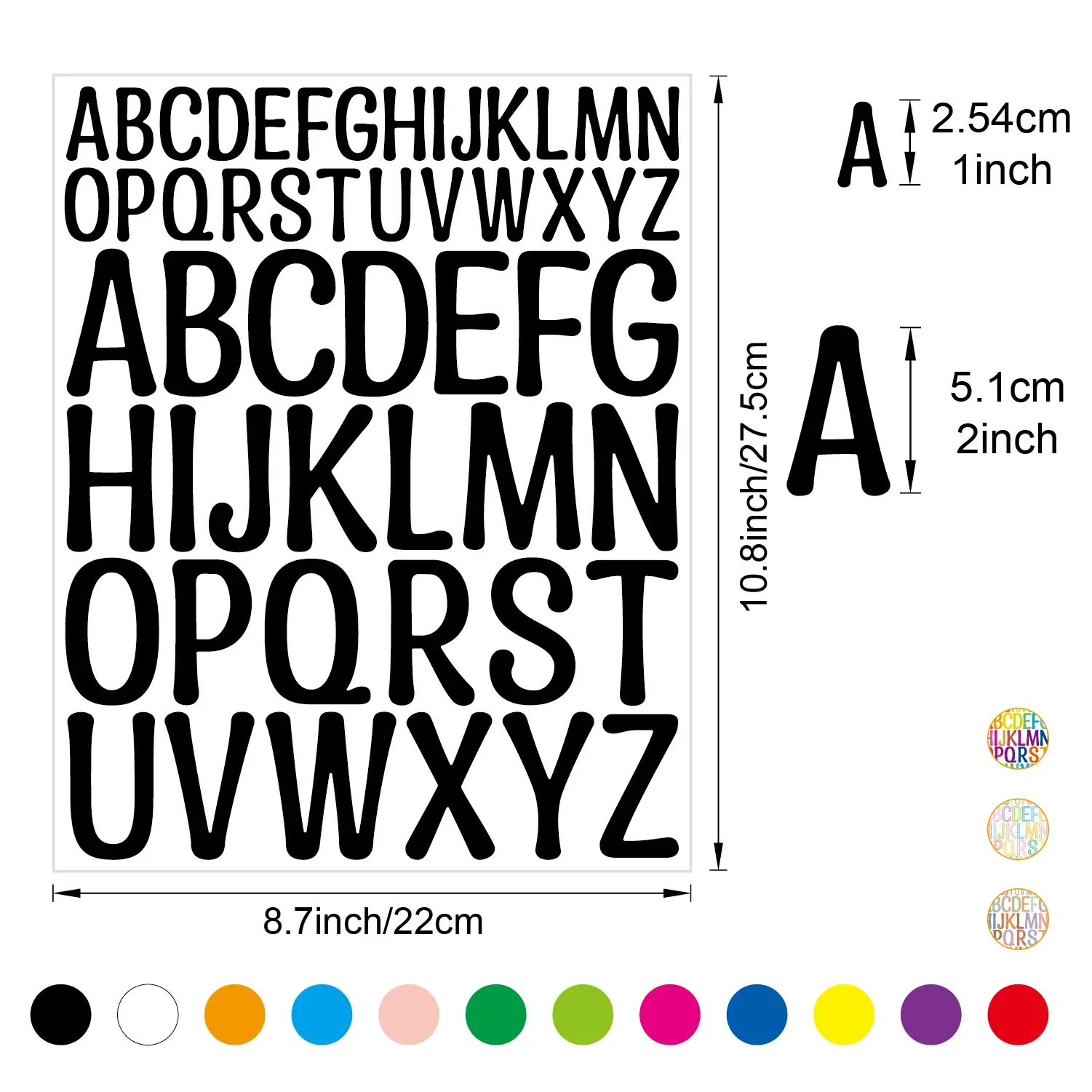 Detalle de etiquetas autoadhesivas con diseño de letras