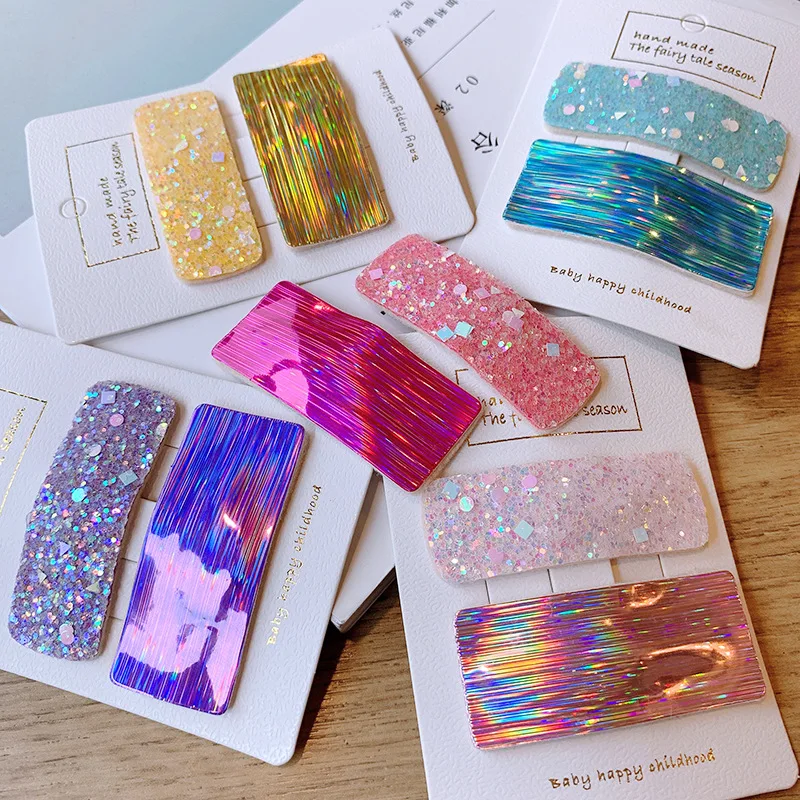 Horquillas para flequillo con brillo tipo aurora arcoíris - imagen 4