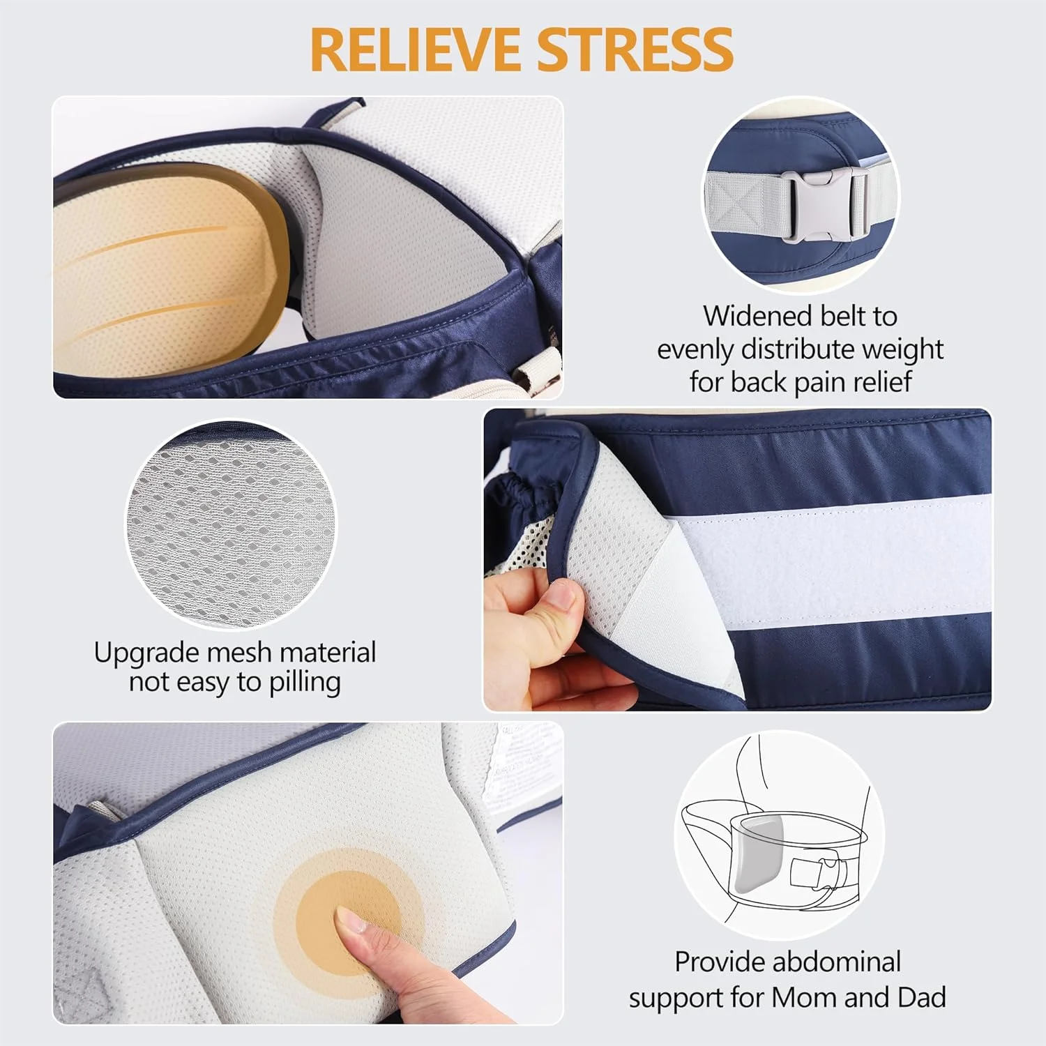 Portabebés ergonómico con asiento de cadera y cabestrillo - imagen 4