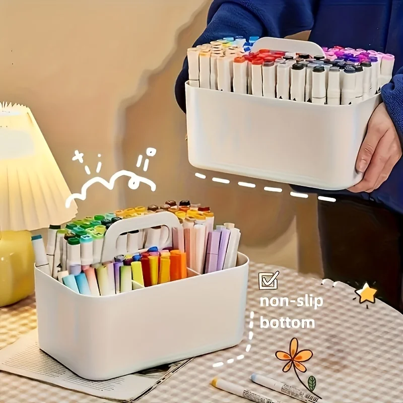 Cesta organizadora de escritorio con asa y portalápices - imagen 5