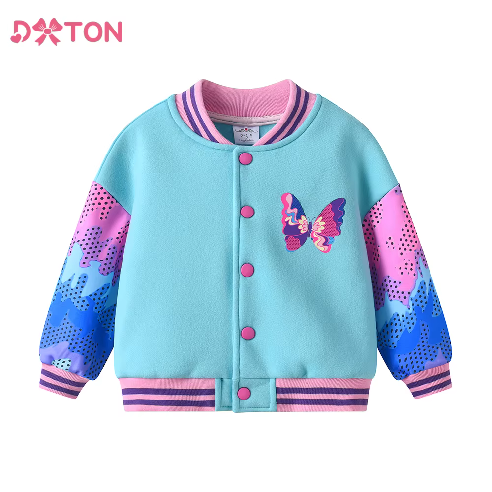 DXTON Chaqueta de béisbol para niña con lentejuelas mariposas - imagen 2