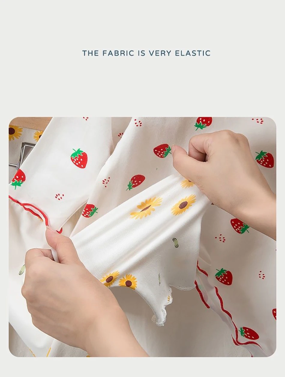 Detalle del estampado de fresas