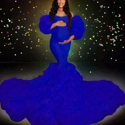 Vestido de maternidad tul largo con volantes para baby shower
