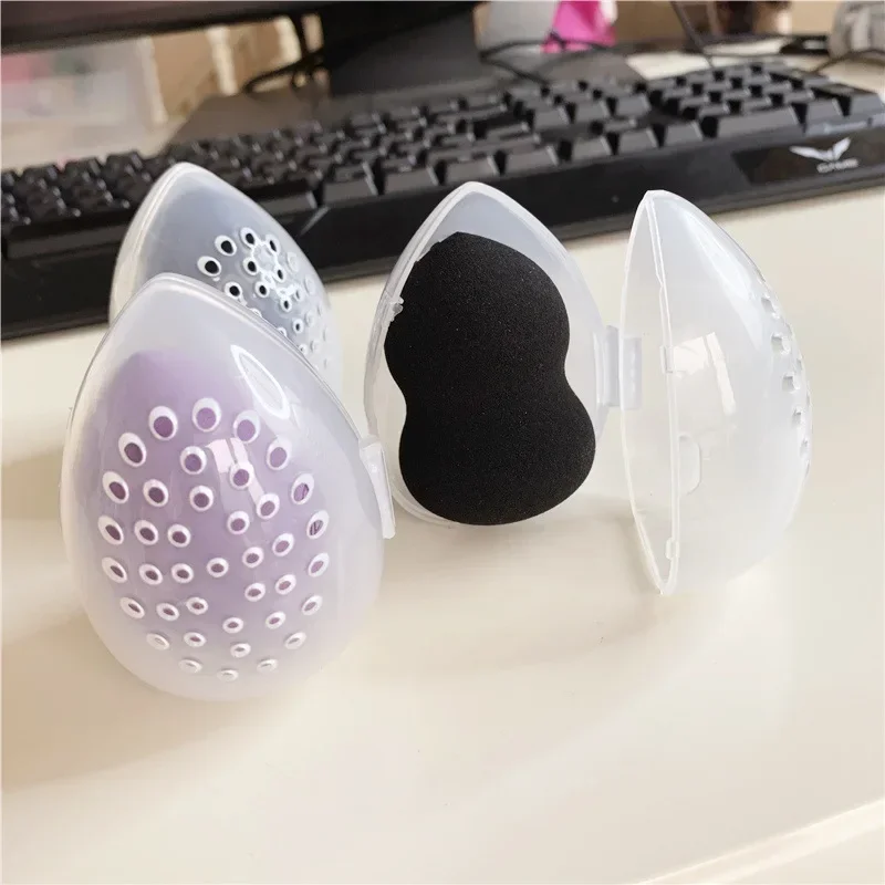 Organizador de plástico para esponjas de maquillaje portátil en huevo