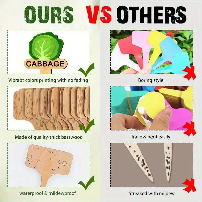 Diferentes ángulos de las etiquetas de madera