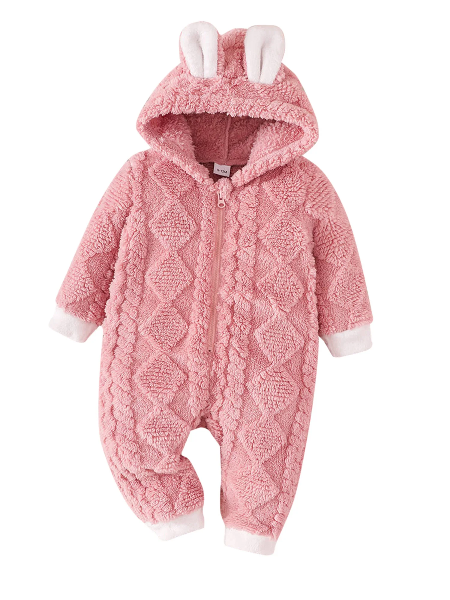 Bebé niña con mameluco Tregren de invierno y orejas de conejo