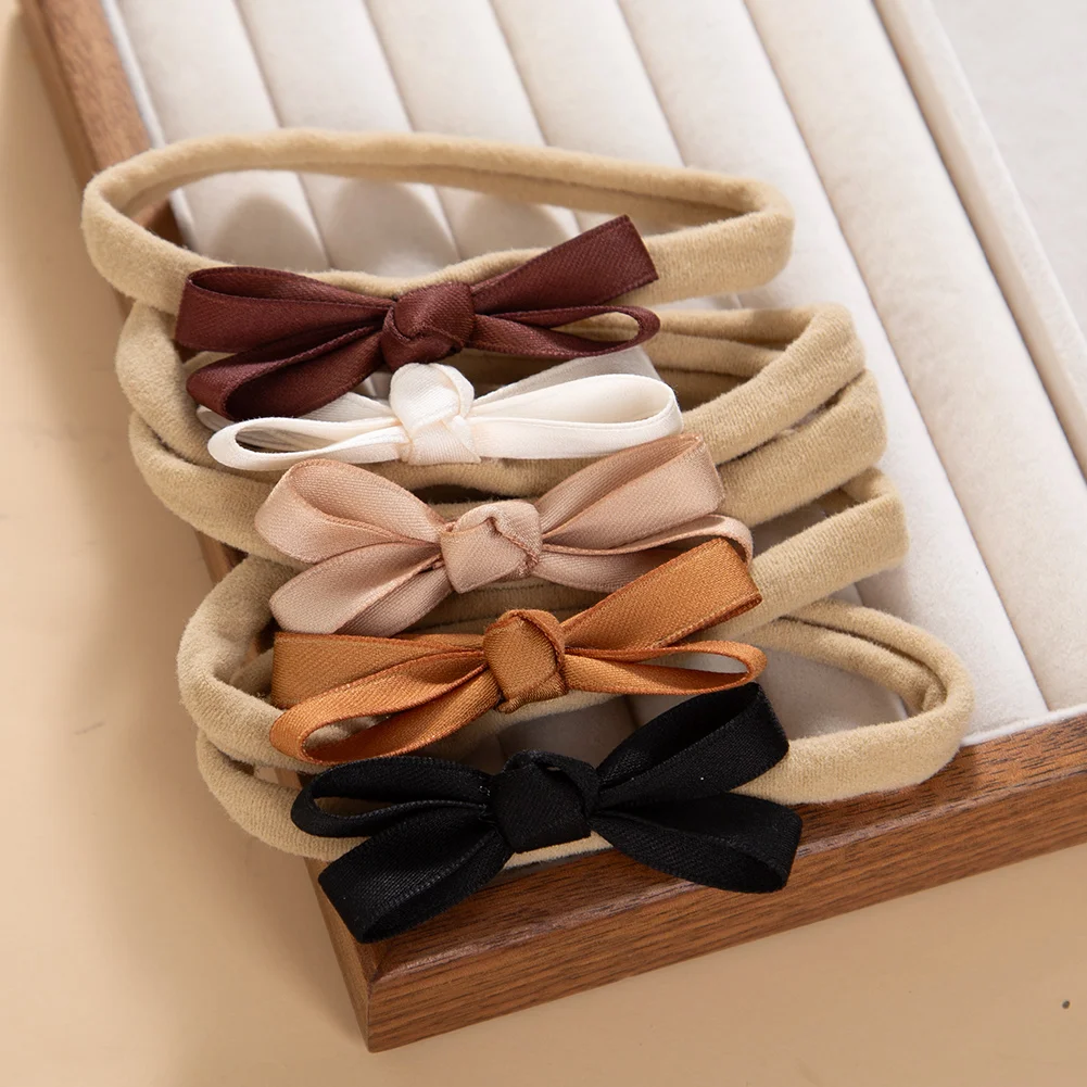 Diademas de bebé en nailon con lazos sedosos, estilo princesa