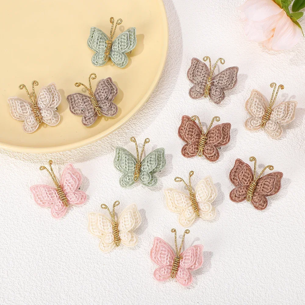 Pinzas mariposa lana trenzada niña – Accesorios cabello hechos a mano - imagen 3