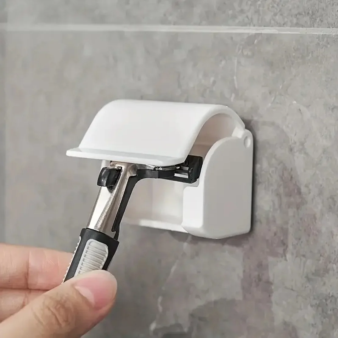 Soporte adhesivo para afeitadora de pared con gancho de ducha - imagen 4