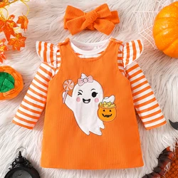 Conjunto de pana para recién nacido – Vestido y top rayado para niña