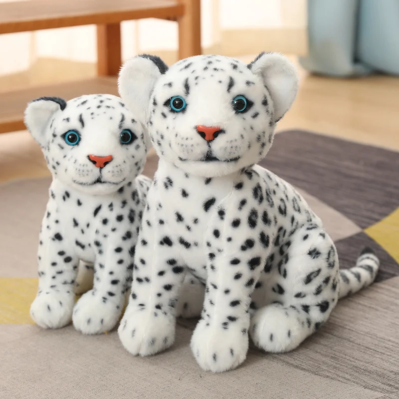 Peluche leopardo blanco sentado realista, decoración y regalo - imagen 2