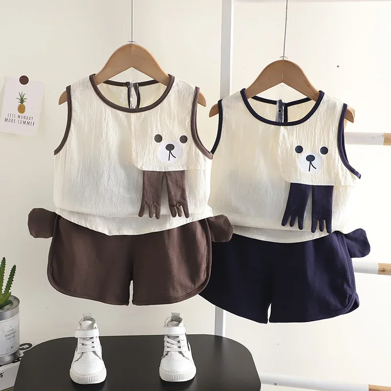 Conjunto de verano bebé niña chaleco y pantalón corto - imagen 4