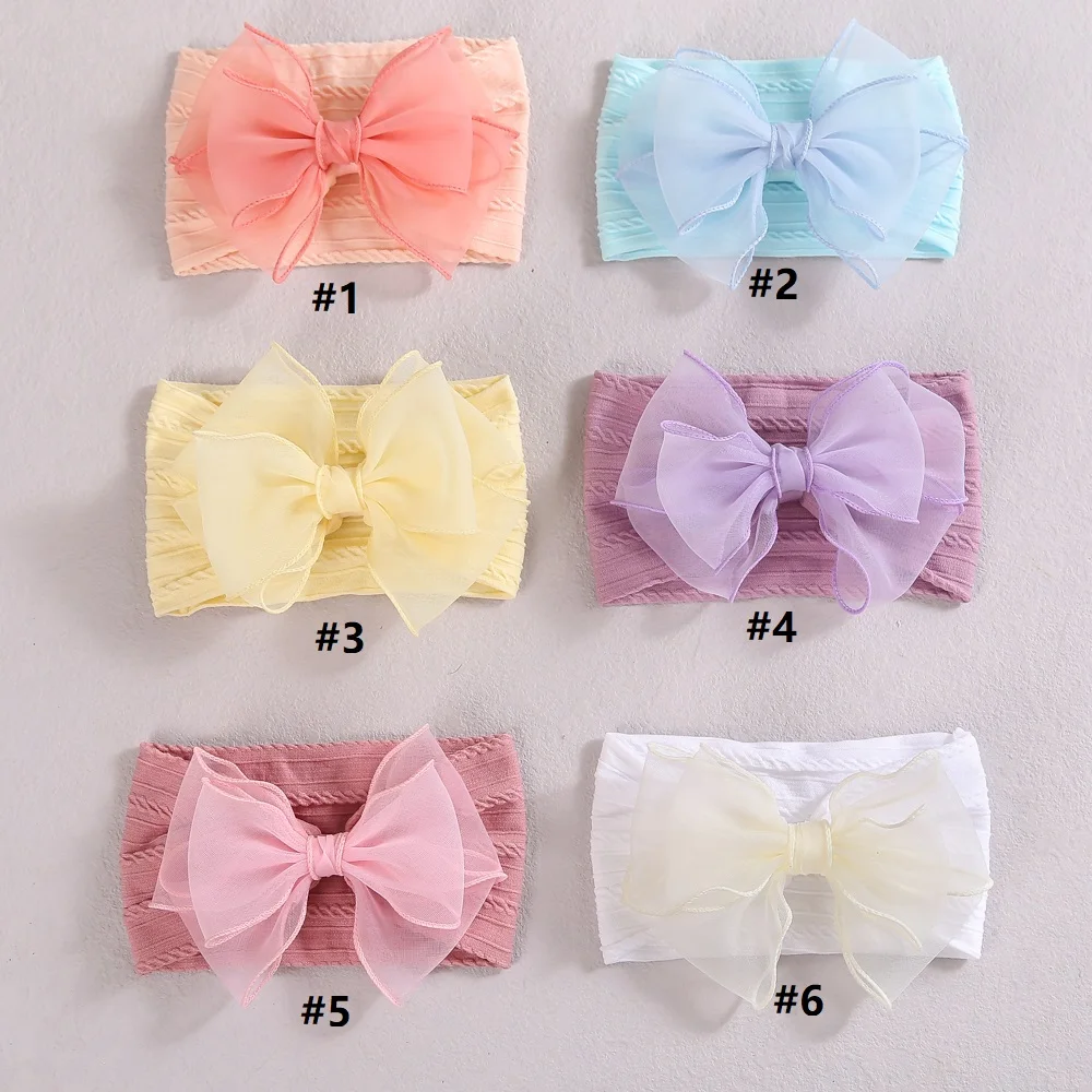 Diadema bebé con lazos de gasa suave elásticos para cabello - imagen 3