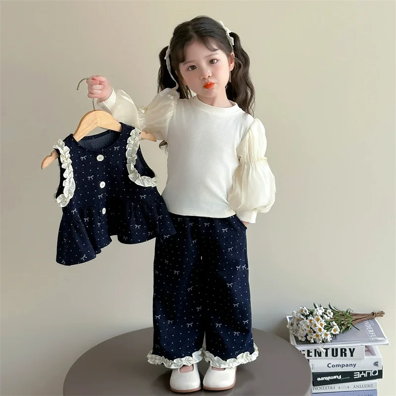 Conjunto de primavera para niña con lazo y manga larga - imagen 5