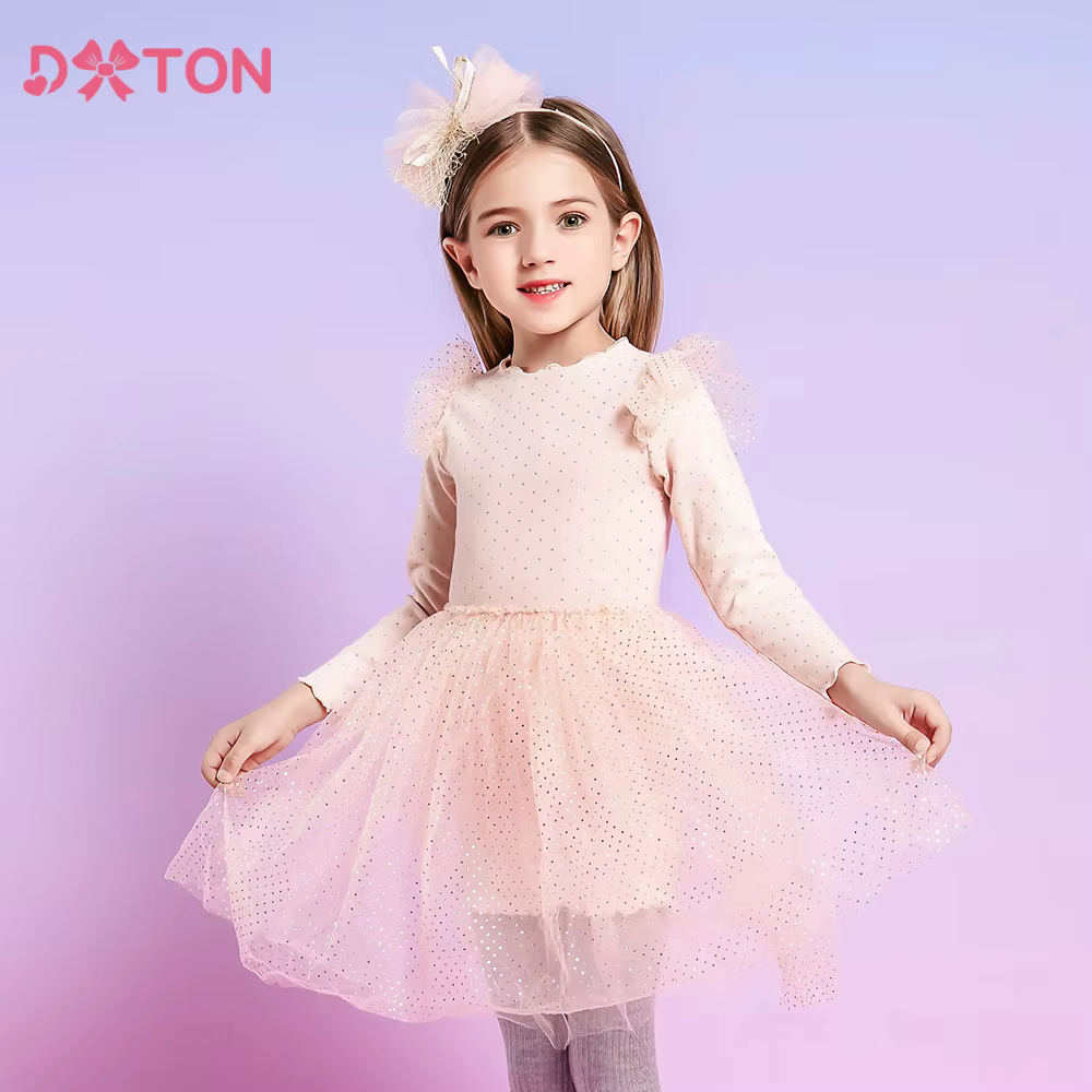 DXTON Vestido de Princesa Tul con Manga Voladora – Fiesta Otoño - imagen 3