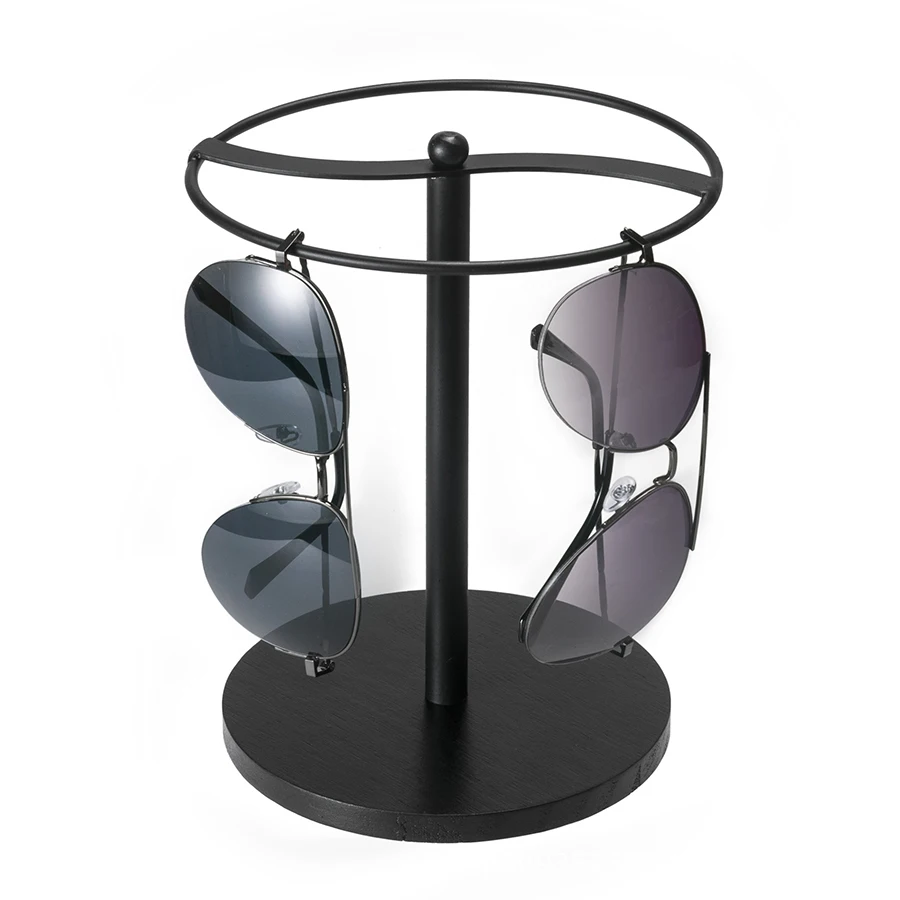 Vista lateral del soporte con gafas colocadas