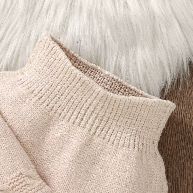 Conjunto de punto invierno para bebé – Suéter con cuello de tortuga y pants - imagen 5
