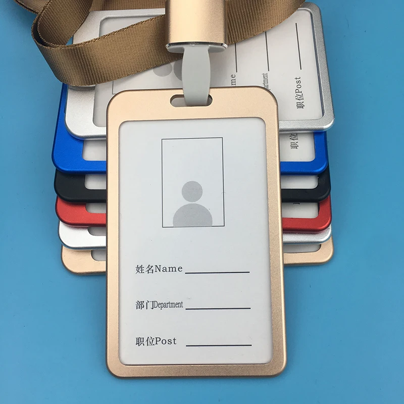 Porta tarjetas metálico con cordón para identificación y acceso - imagen 4