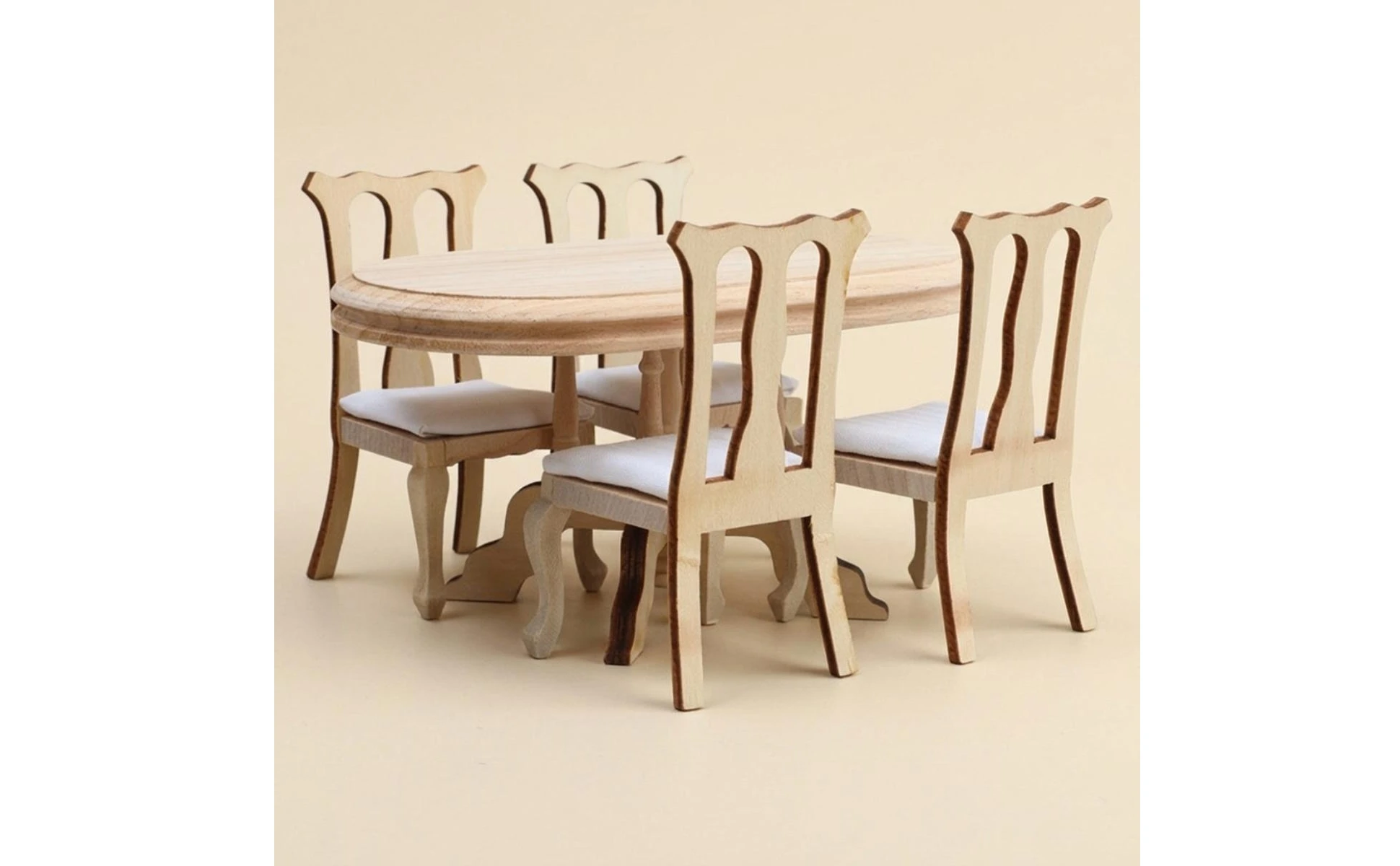 Set de comedor de madera 5 piezas para miniaturas