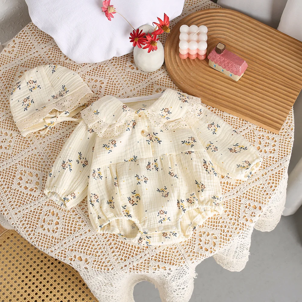 Milangel body bebé manga larga cuello encaje floral suave agradable - imagen 3