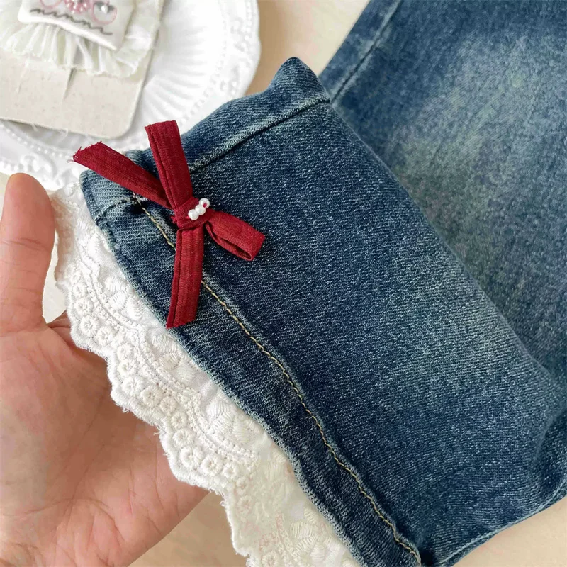 Vaqueros rectos elásticos para niños con lazo primaveral - imagen 5