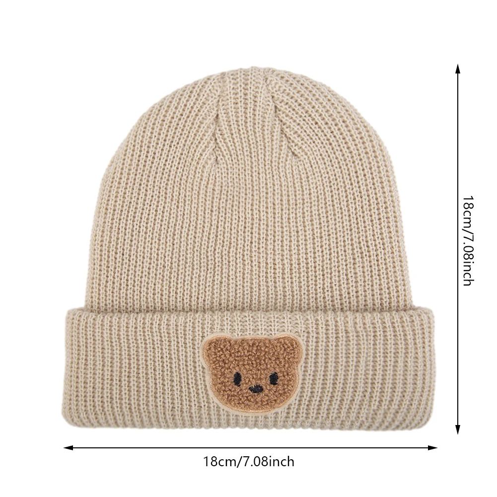 Gorro de punto cálido para bebé con oso y orejeras otoño e invierno - imagen 3