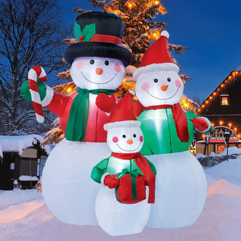 Figura inflable navideña: muñeco de nieve con luces LED