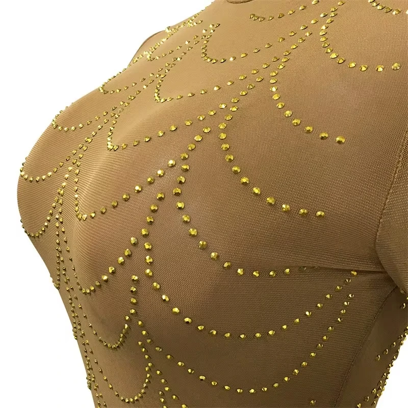 Vestido de maternidad de malla transparente con pedrería - imagen 5