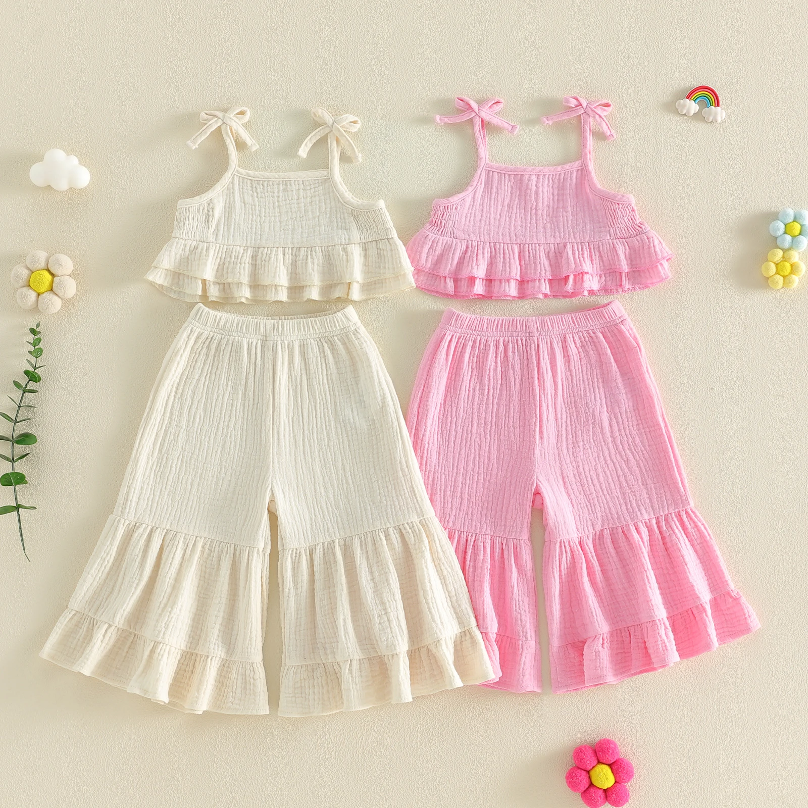 Conjunto de verano para niña en algodón con pantalón acampanado - imagen 3