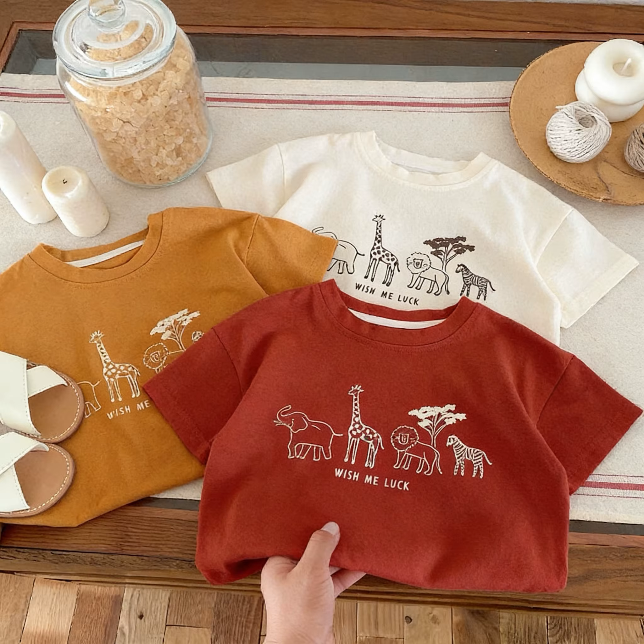 Camisetas de manga corta con cuello redondo para niños de verano