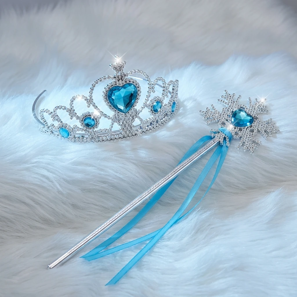 Accesorios de disfraz de princesa para niña con corona y varita - imagen 4