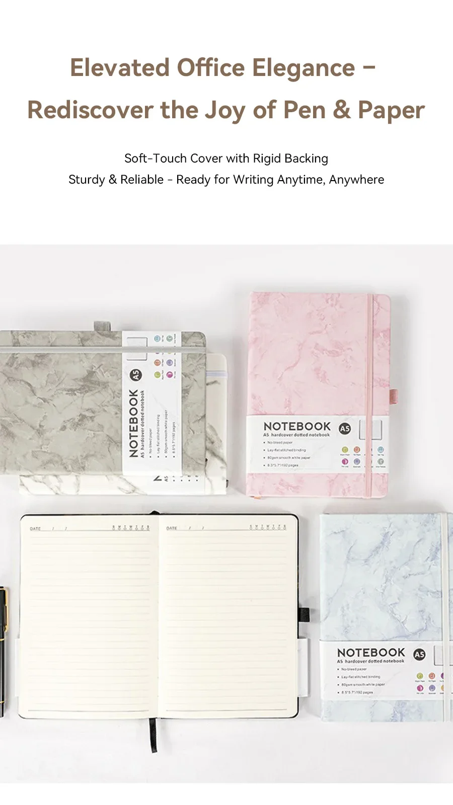 Interior de las páginas en blanco del cuaderno