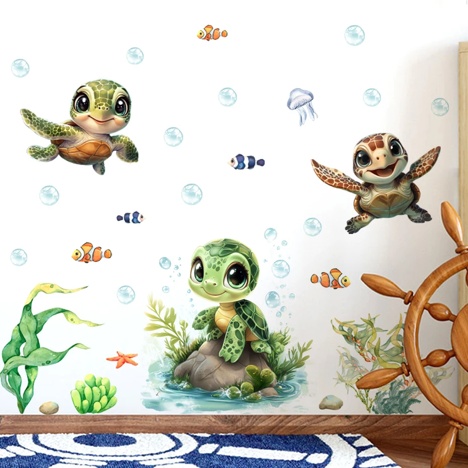 Pegatinas de pared Sea Life de tortuga impermeables PVC - imagen 2