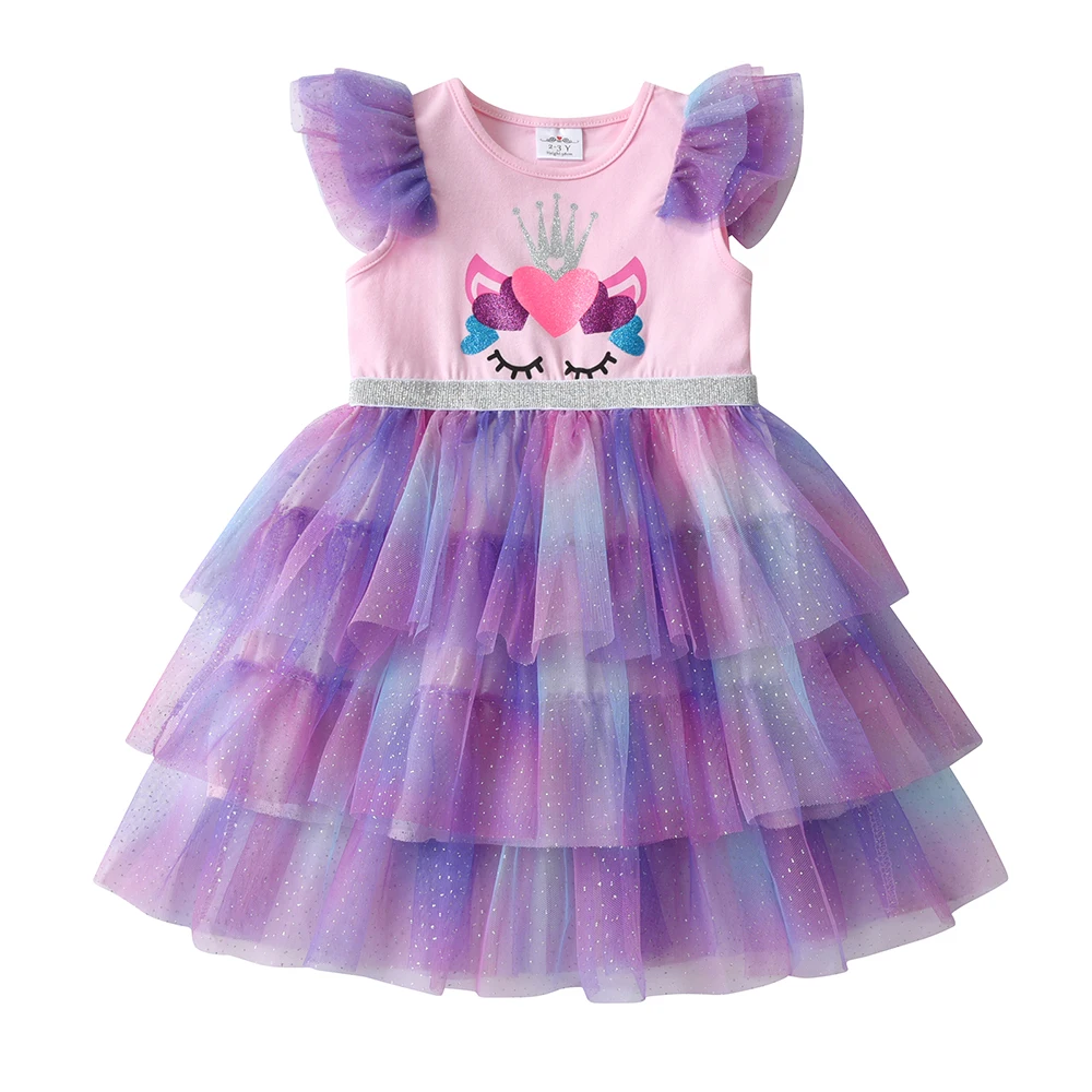 Vestido de verano para niña DXTON de capa con corazón y malla