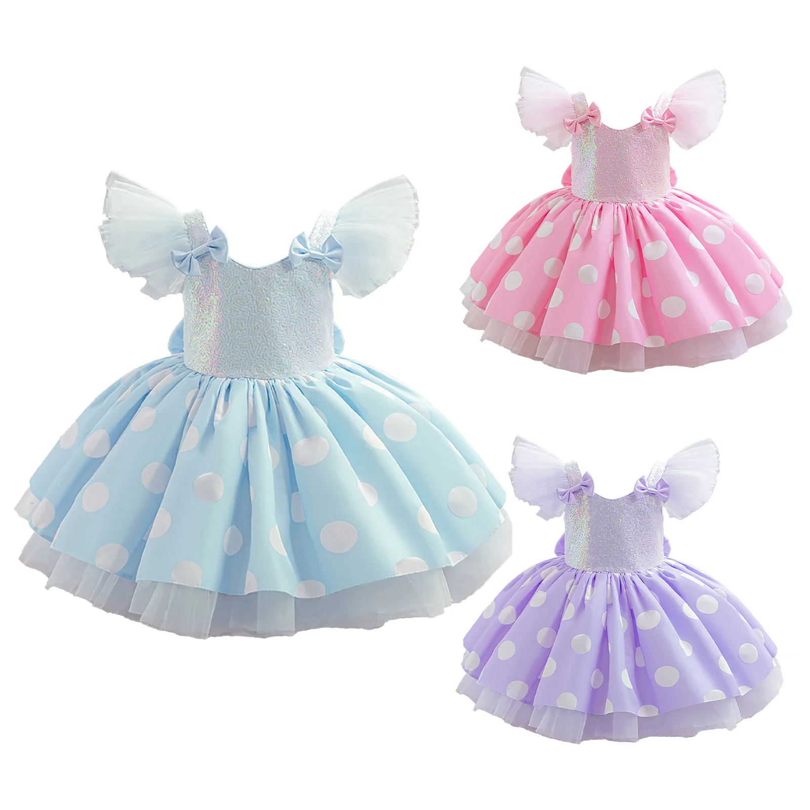 Vestido de princesa con lentejuelas y tutú de tul