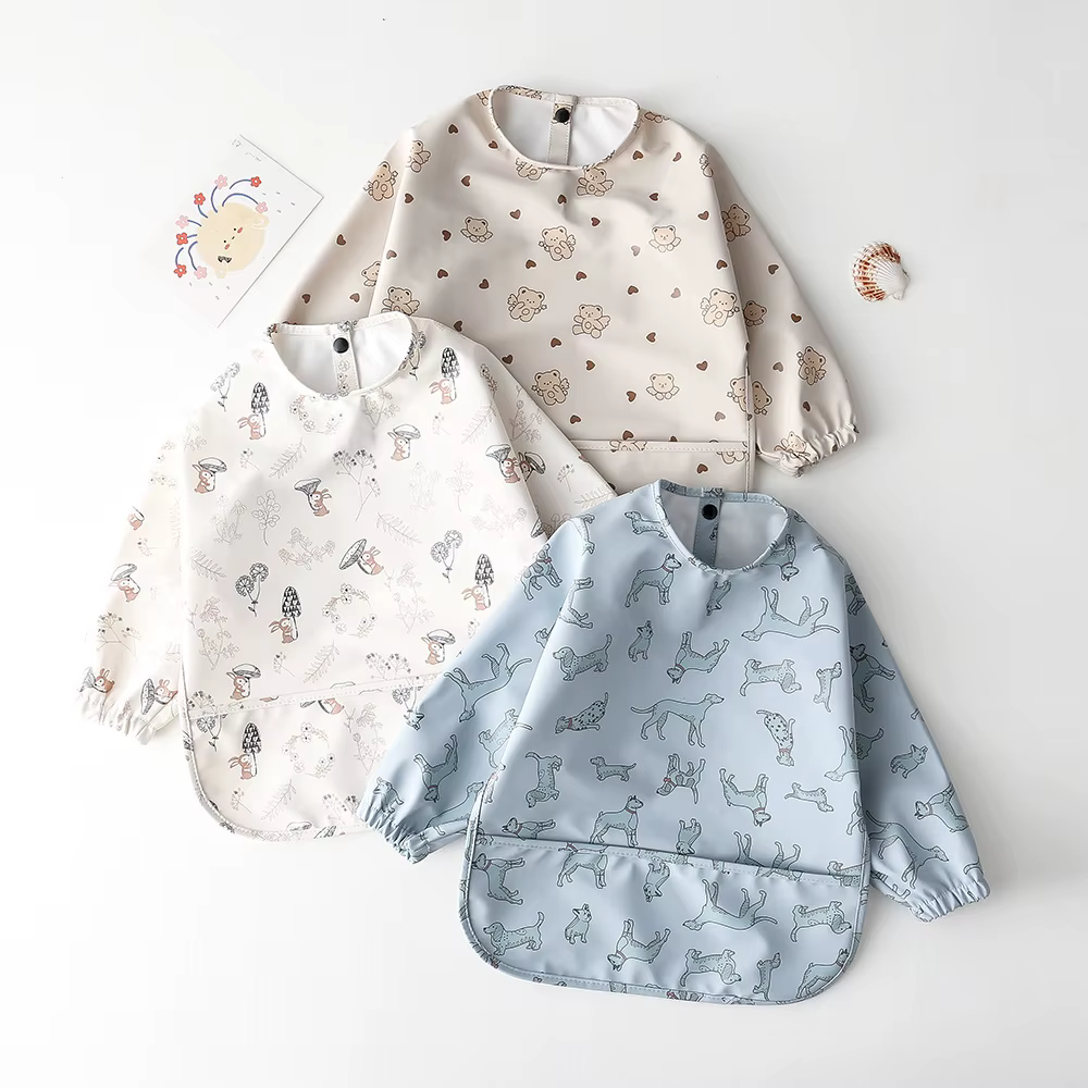 Bata de alimentación impermeable para bebé – Manga larga con animales - imagen 4