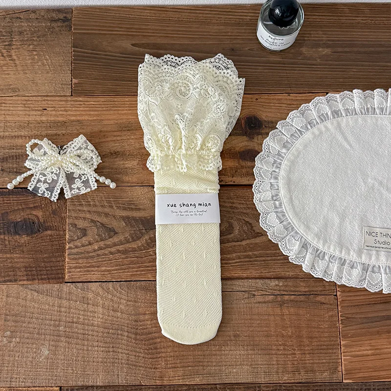 Calcetines altos de ballet con encaje fino y volantes para niñas - imagen 3