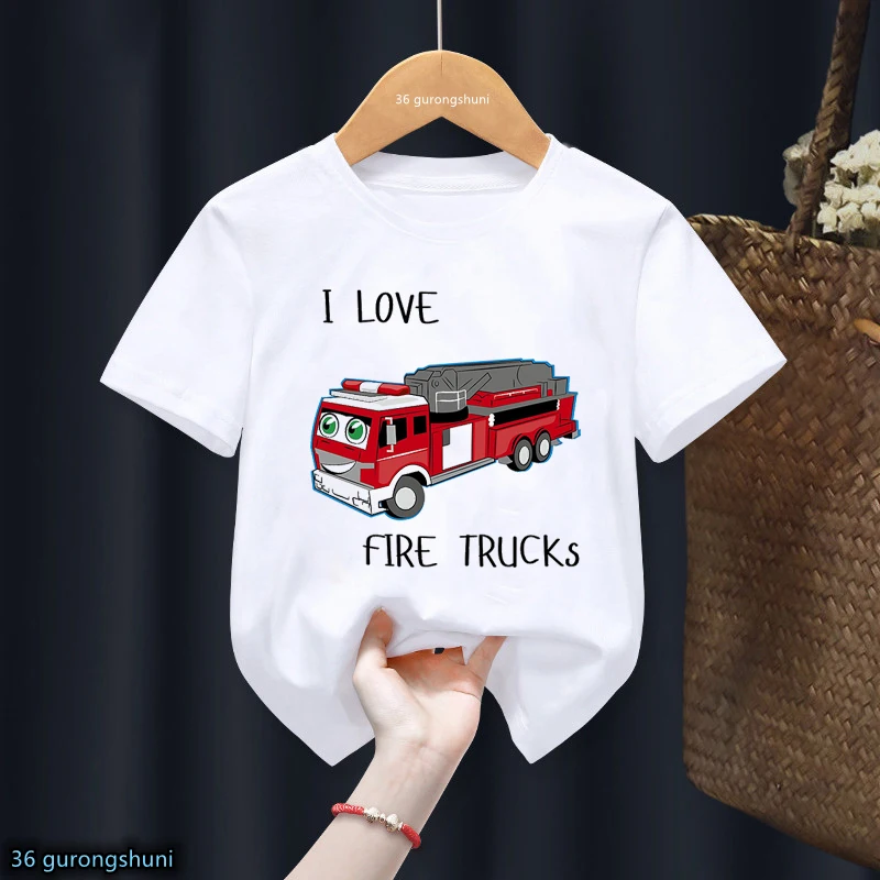 Camiseta infantil con estampado de excavadoras y camiones para niños - imagen 4