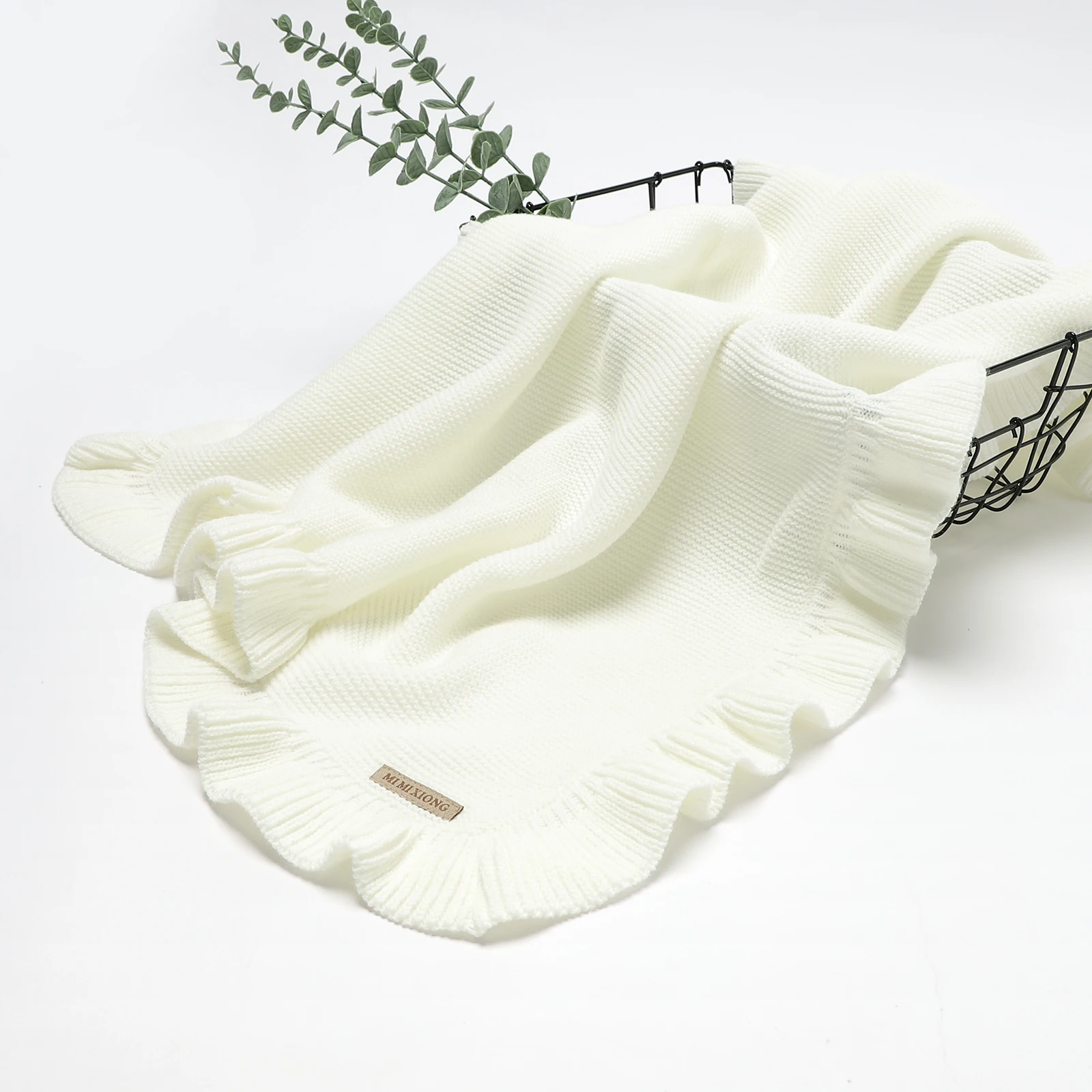 Manta de punto para bebé recién nacido con funda siesta y volantes - imagen 4